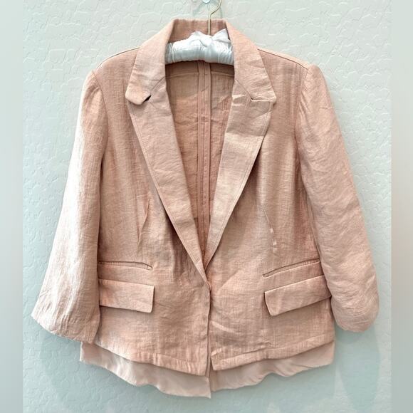 SIMPLY VERA Vera Wang Blush Pink Textured Blazer Jacket NWT | Size Petite Large - Picture 1 of 9